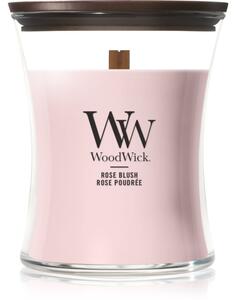 Woodwick Rose Blush candela profumata con stoppino in legno 275 g