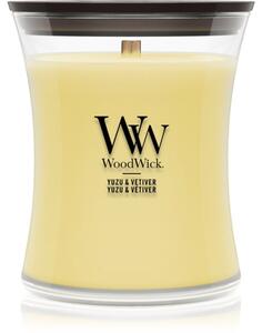 Woodwick Yuzu & Vetiver candela profumata con stoppino in legno 275 g