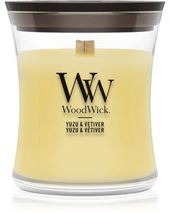 Woodwick Yuzu & Vetiver candela profumata con stoppino in legno 85 g