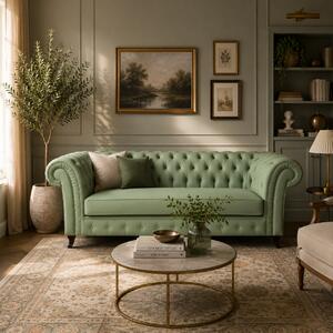 Divano Chesterfield Gabbiano in Pelle Primo Fiore Premium – Iconico, Finiture di Pregio