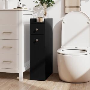 Costway Armadietto da bagno stretto a 4 ripiani con cassetti estraibili, Armadietto da bagno armadio da bagno Nero