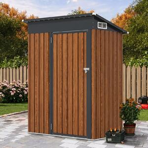 Costway Casetta da giardino con design a tetto inclinato venti d'aria, Capanno da esterno 150x90,5x185cm Naturale