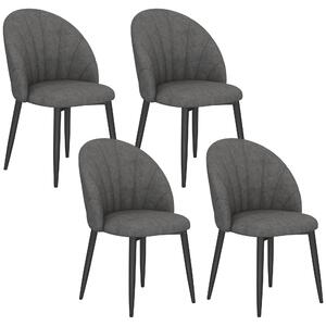 HOMCOM Set 4 sedie da pranzo imbottite effetto velluto con gambe in acciaio, Grigio | Aosom Italy