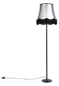 Lampada da terra retrò nera con paralume granny nero con grigio 45 cm - Simplo