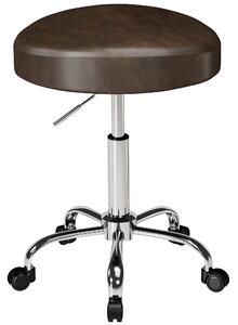 HOMCOM Sgabello Girevole a 360° con Altezza Regolabile, in Finta Pelle, Capacità 120 kg, 39x34.5x52-67.5 cm, Marrone | Aosom Italy