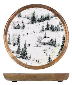 Piatto decorativo rotondo in legno Ø 20 cm