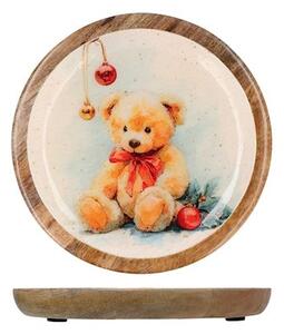 Piatto decorativo rotondo in legno Ø 20 cm
