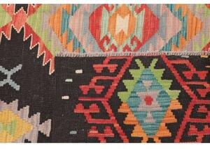 Tappeto Kilim Geometrico Nero Multicolore 206x291 Cm