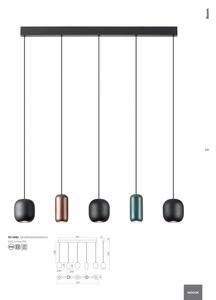 Redo 01-3481 - Lampadario a sospensione con filo BOOM 5xGU10/10W/230V nero/verde/marrone