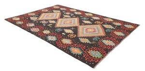 Tappeto Kilim Geometrico Nero Multicolore 206x291 Cm