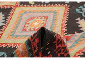 Tappeto Kilim Geometrico Nero Multicolore 206x291 Cm