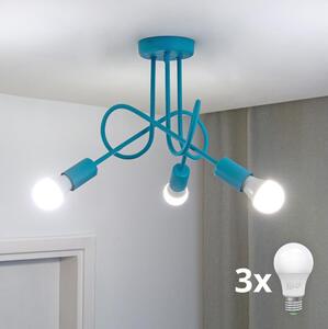 Lampadario a incasso per bambini con LED OXFORD 3xE27/15W/230V Blu