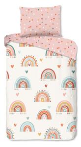 Set copripiumino e federa da bambini rosa/beige in cotone per letto singolo 140x200 cm Louie – Good Morning