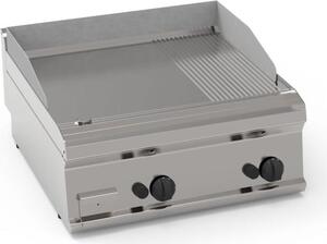 Piastra per grill a gas KBS con 2 zone di riscaldamento (2/3 lisce + 1/3 scanalate), da tavolo, cromata dura