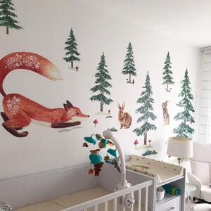 Adesivo murale - la volpe folclore e gli alberi