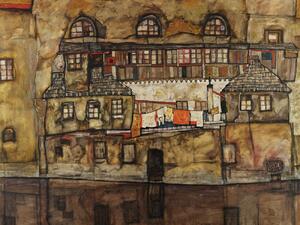 Stampa artistica The House on the River Wall Vintage Cityscape - Egon Schiele, (40 x 30 cm)