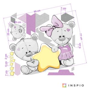Adesivi di orsetti viola con la stella e il nome della bambina