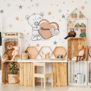 Adesivo Murale Per Cameretta GRAZDesign – Orsetto Con Nome 41x40 Cm, Vinile Rimovibile, Decorazione Bambini