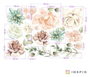Adesivi da parete - Rose, peonie e piante grasse