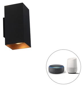 Lampada da parete intelligente nera con quadrato oro incluse 2 WiFi GU10 - Sab