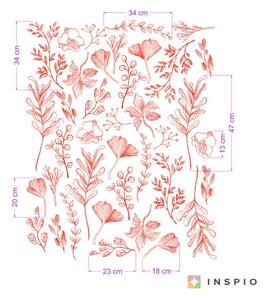 Adesivo vegetale - motivo naturale di fiori e foglie in rosso
