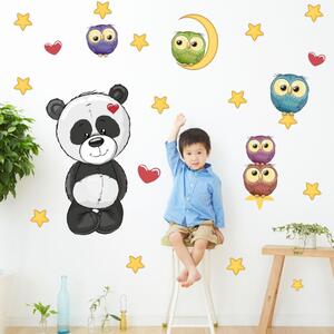 Adesivi da parete - Panda con gufetti