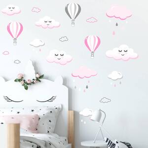 Adesivo da parete - Nuvolette che dormono in rosa