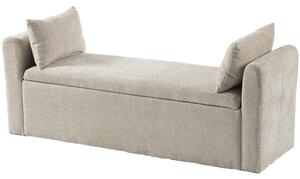 HOMCOM Cassapanca Pouf Contenitore Poggiapiedi Grande 137x45x51cm, Seduta Imbottita 2 Posti, 220kg, Beige | Aosom Italy