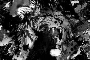 Quadri di un volto di leone in bianco e nero