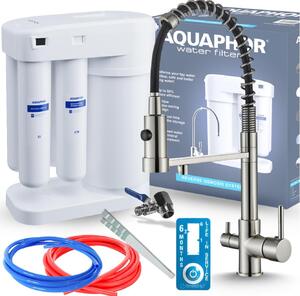 Rubinetto da cucina a 3 vie Ari Morion con doccetta estraibile, acciaio inox, beccuccio girevole, collegamento filtro acqua, monocomando