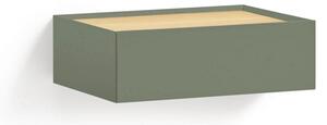 Comodino verde con piano effetto rovere da parete Arista – Teulat
