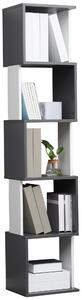 HOMCOM Libreria Moderna Salvaspazio a 5 Ripiani in Legno, 33x28x161cm, Grigio e Bianco|Aosom