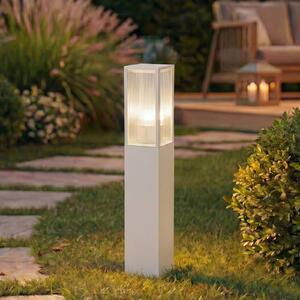 Lampione Lindby Peldar, grigio chiaro/scanalato, altezza 80 cm Peldar Lindby, dimmerabile, Alluminio / Grigio / Zincato, Alluminio, Moderno