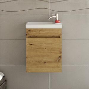 Kamalu mobiletto bagno 40 cm profondità 22 cm colore legno naturale | lac-polis-40-oak