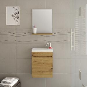 Kamalu mobiletto 40 con specchio colore legno naturale | lac-polis-40-oak