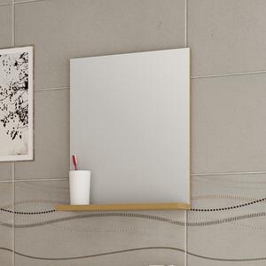 Kamalu specchio con mensola 40 cm colore legno naturale | lac-polis-40- oak