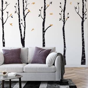 Adesivo murale - Alberi e tronchi con uccellini