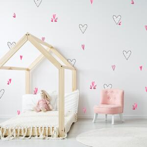 Adesivi da parete - Cuori bianchi e rosa