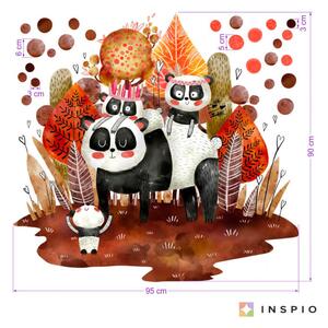Adesivo da parete - Panda, famiglia nel bosco