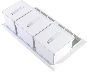 TECNOINOX Bidoni Raccolta Differenziata per Cassettoni 3 Contenitori spazzatura 12 + 17 + 17 Litri Lunghezza 90 cm colore Bianco - T2