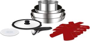 LAGOSTINA Batteria Pentole Induzione 7 Pezzi Antiaderenti in Acciaio Inox 18/10 - Ingenio Inox