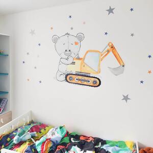 Adesivi murali per bambini - Orsacchiotto con stelle e nome