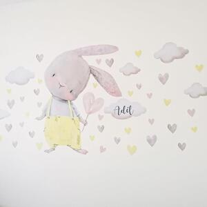 Adesivi da parete - Coniglietto, stelle e nuvole