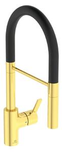 Ideal Standard Gusto - Miscelatore per lavello con braccio flessibile e doccetta, oro spazzolato/nero BD417A2