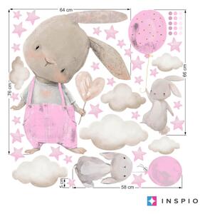 Coniglietti in rosa - adesivi ad acquerello