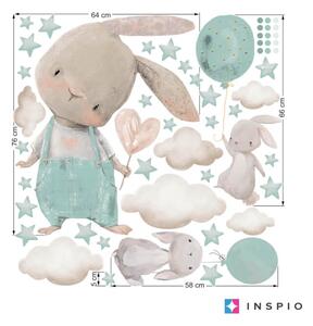 Coniglietti con stelle e palloncini - adesivi per bambini