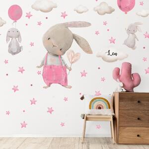 Adesivi da parete - Coniglietti con stelle per una bambina