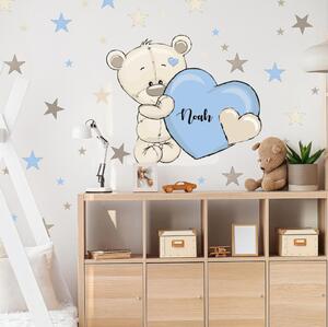 Orsetto azzurro con stelle - adesivi da parete per bambini