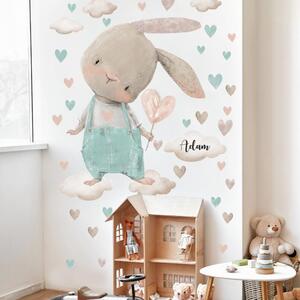 Adesivi per bambini - Coniglietto acquerello con cuore