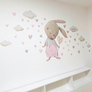 Coniglio rosa pastello - adesivi ad acquerello